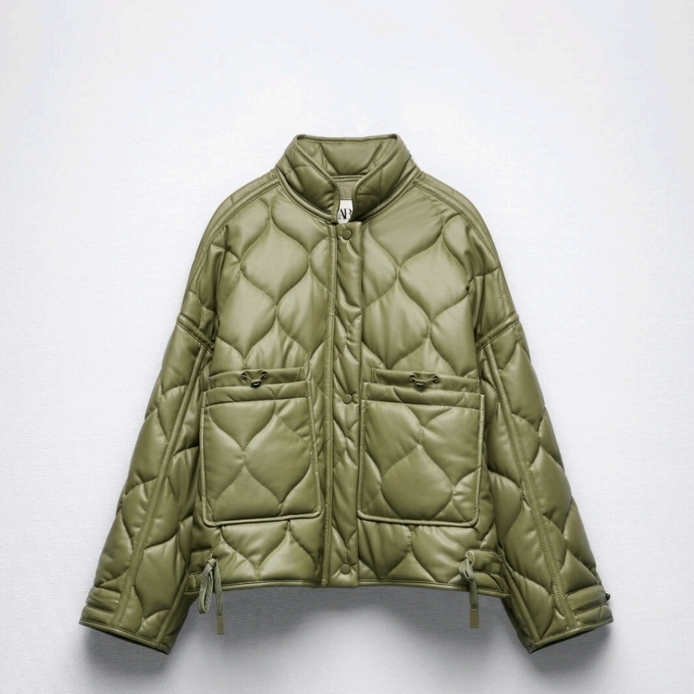 Zara, Avocado Green, Quilted Women's Jacket,Size L